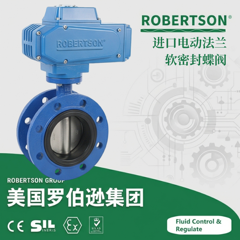 进口电动法兰软密封蝶阀-美国罗伯逊ROBERTSON